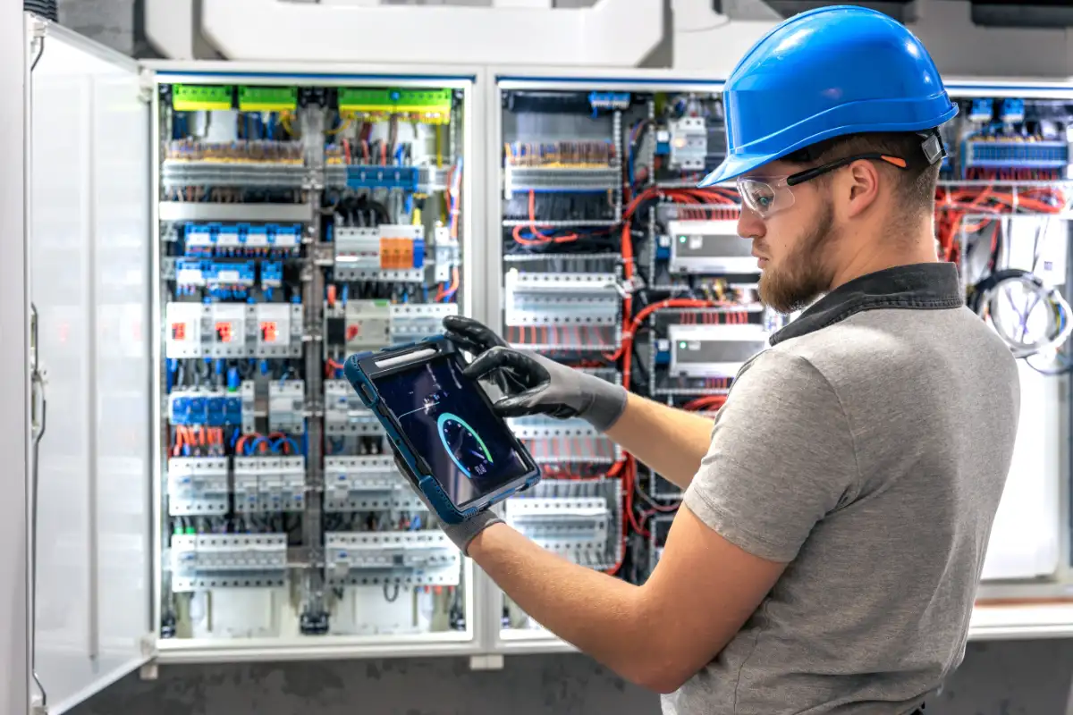 Commercial Electrician Testing A Panel